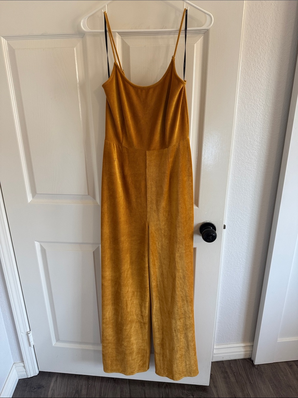 Forever 21 Mustard Yellow Velvet Wide-Leg Jumpsuit